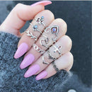 10 Pieces Gothic Punk Ring, Stack Above Midi Finger Band Ring , Joint Mid Ring