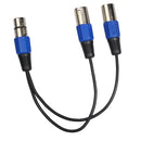 3 Pins XLR Female to 2 XLR Male Jack Y Cable Connecting Wire, Blue Black