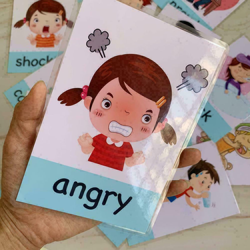 14 X Emotion Cards Early Childhood Cartoon English Education Emotional Card P3N6