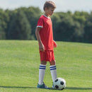 Child Sport Football Soccer Over Knee Kid Long Sock (White + Blue Stripe) A
