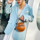 Round Shoulder Bag Women Chain Messenger Handbag (Basketball Light Brown)