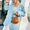 Round Shoulder Bag Women Chain Messenger Handbag (Basketball Light Brown)