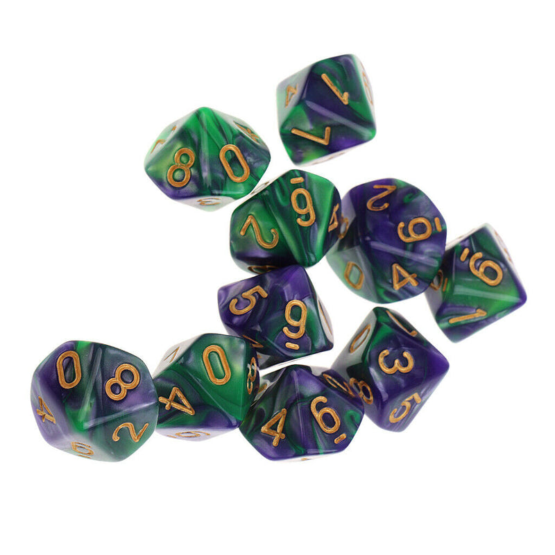 10pcs 10 Sided Dice D10 Polyhedral Dice for Dungeons and Dragons Table Games