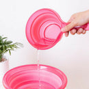 Folding Water Ladle Collapsible Spoon Kitchen Scoop Cup Shampoo Bath Shower Blue