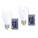 2PCS 5W Remote Control RGB Bulb Lamp, White Light, 10W, Suitable For