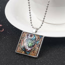 Glass Square Cabochon Necklace Pendant Owl Animal Birthday Gift Jewelry