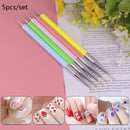 Double End 5Pcs Nail Art Acrylic Design Liner Grid Painting Brushes Dotting Pen/