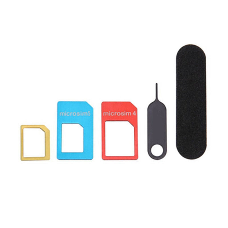 5in1 Nano SIM Card to Micro Standard Adapter Converter Set Kit for iPhoneTo