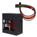 8 pin ATX CPU 30cm Black Red Sleeved Extension Cable with 2 Cable Comb GYG