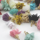 10pcs Chiffon Flower Pendant DIY Jewelry Earring Keyring Ramdon Making Pend N6C8