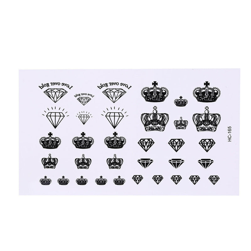 1X Diamonds and Crowns Temporary Tattoos Arm Leg Waterproof Tattoo Stickers B Hn