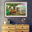5D DIY Full Drill Diamond Painting Tiger Family Cross Stitch Embroidery Kit