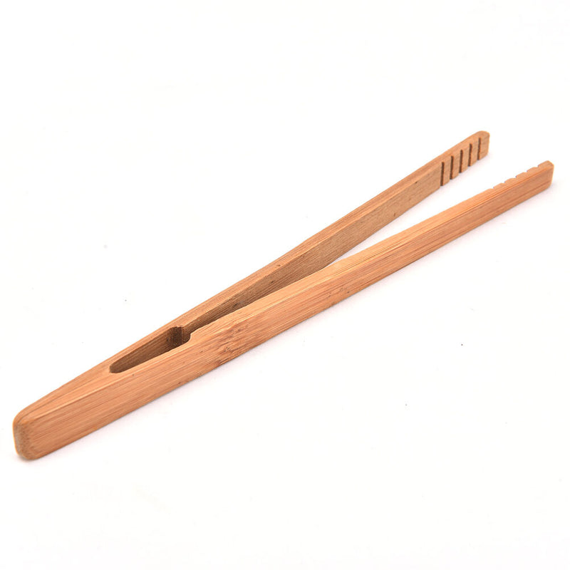 Practical Textured Bamboo Kongfu Tea Utensil Tweezers 14.5cm Wood Color TO
