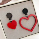 Acrylic Fashion Heart Shaped Lady Sweet Asymmetric Red Earrings