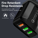 3 Port Charger USB QC3.0 Fast Charging Travel Wall Phone Adapter (Black EU) A