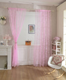 Flocking Butterfly Sheer Curtain Voile Panel Window Balcony Tulle Divider Pink