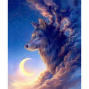 Painting By Numbers Kit DIY Moon Wolf Hand Painted Canvas Oil Art Picture A