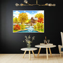 Art Autumn House River 5D Diamond Painting Drawing DIY Full Round Drill Kit