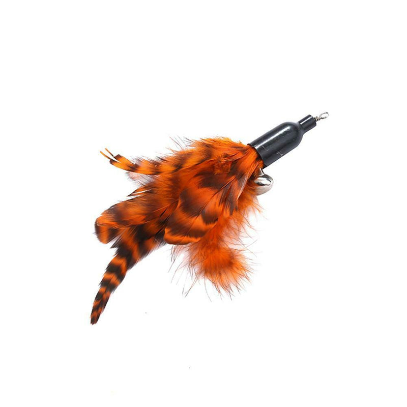 Pet Telescopic Feather Teaser Wand Rod Cat Toys w/Replacement Head (Orange) A