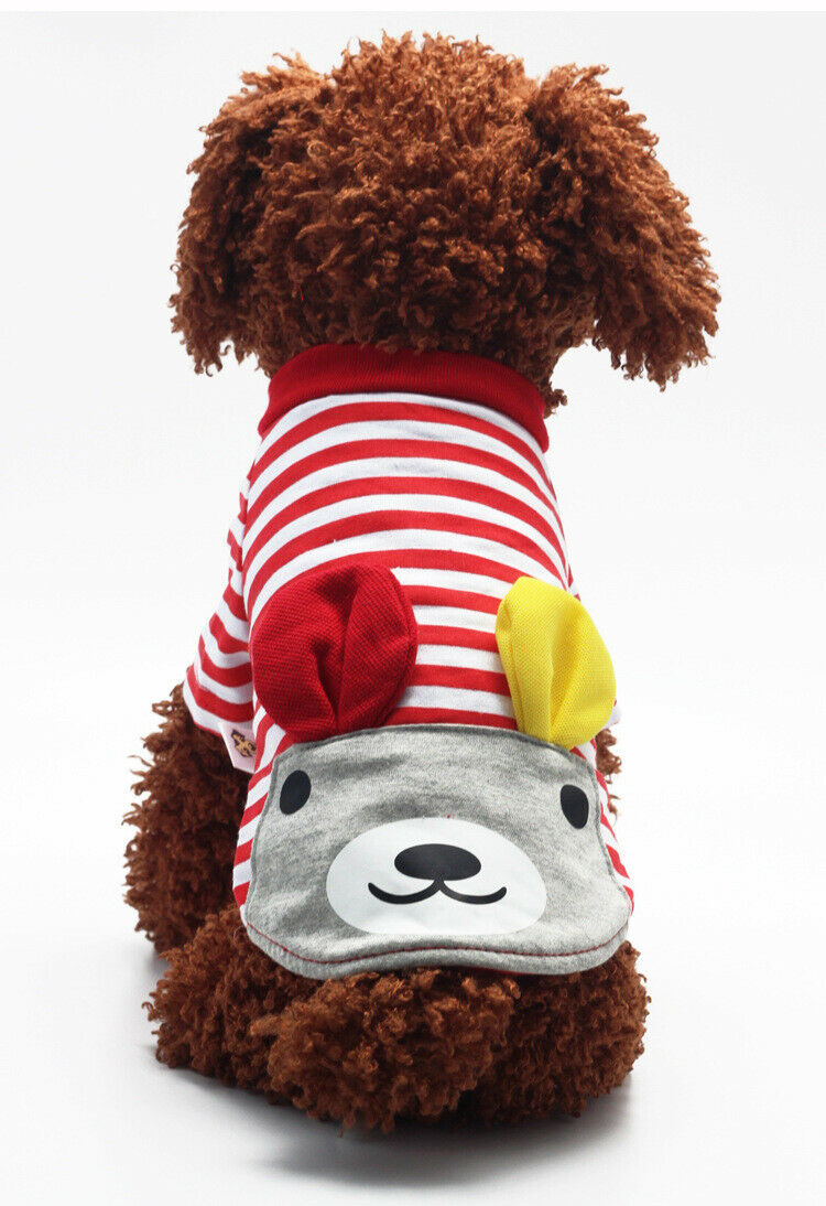 Pet Puppy Small Striped Dog Cat Vest T-Shirt Summer Apparel Clothes Red XS