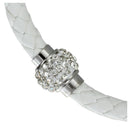White Braided Bracelet Wristband Bangle Magnetic Clasp PU Rhinestone Chic 6 D6O1