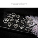 15pcs/set Bohemia Flower Ring Women Geometric Knuckle Finger Rings Jewelry A