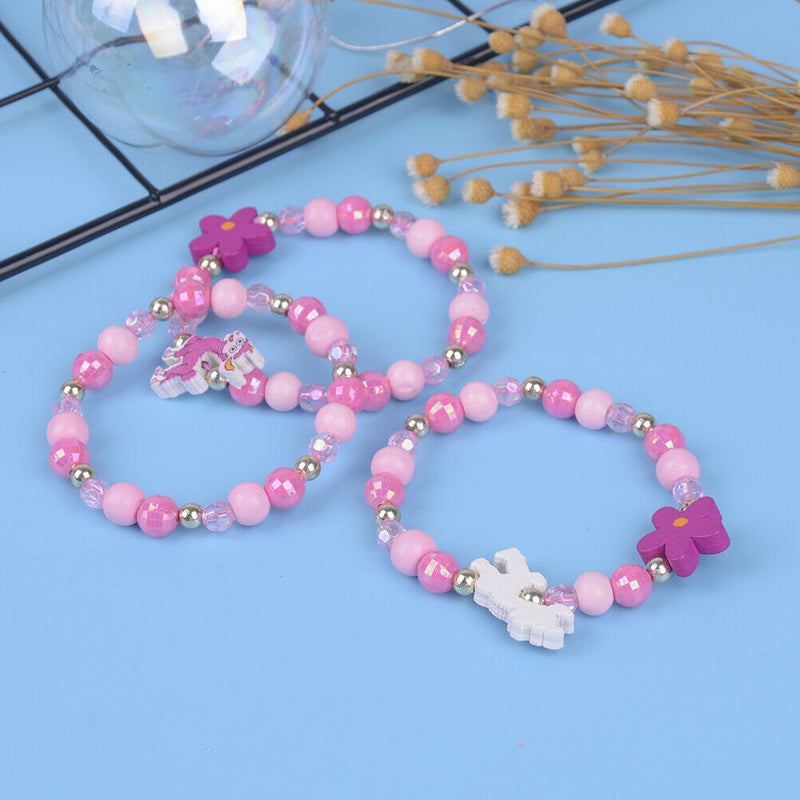 1 Set/3Pcs Cartoon sheep wood beads girls jewelry set kids children bracel3C