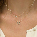 Women Multilayer Rhinestone U Shape Charm Golden Tone Chain Pendant Necklace Hot