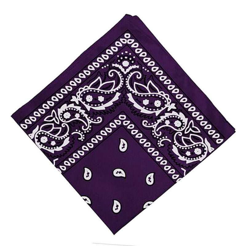 Women Men Novelty Print Cowboy Bandana Head Wrap Neck Scarf Wristband Purple