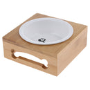 Pet Cat Raised Feeder Solid Bamboo Stand Perfect for Cats and Small Dogs
