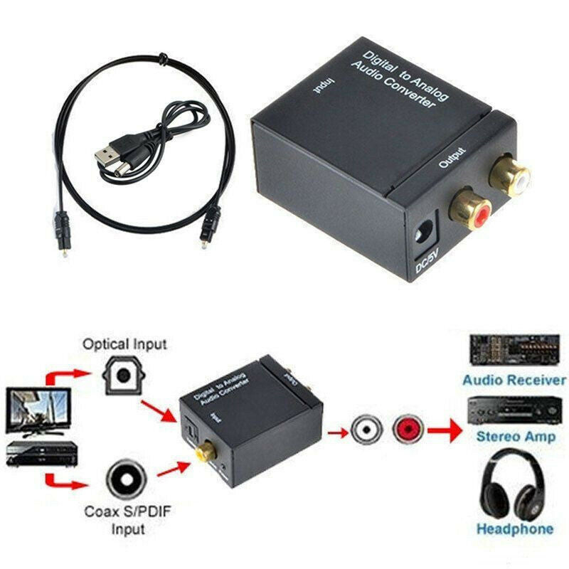 Optical Coaxial Toslink Digital to Analog Audio Converter Adapter RCA R/L IMT