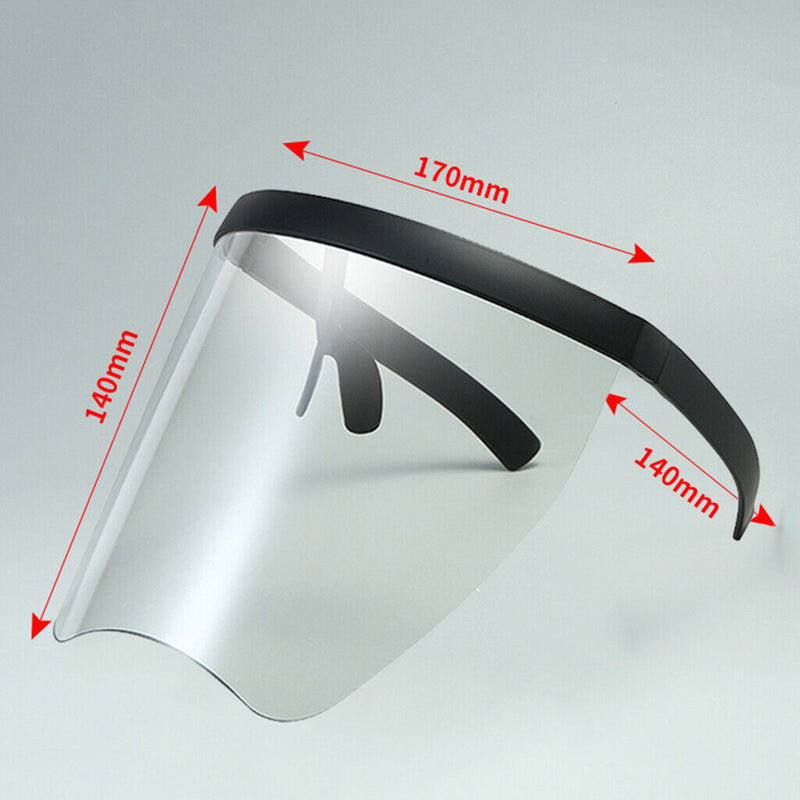 Large Full Face Shield Goggles Clear Lens Sunglasses Flat Top Wrap Visor Black