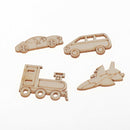 60 Pack Mixed Wooden Cutouts Shapes, MDF, Craft Shape, Vehicles, Embellishments,
