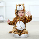Leopard Shaped Flannel Rompers Baby Kids Long Sleeve Hooded Jumpsuit (0-6M) A