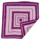 Purple Hem White Stripe Print Polyester Neck Scarf Kerchief for Women