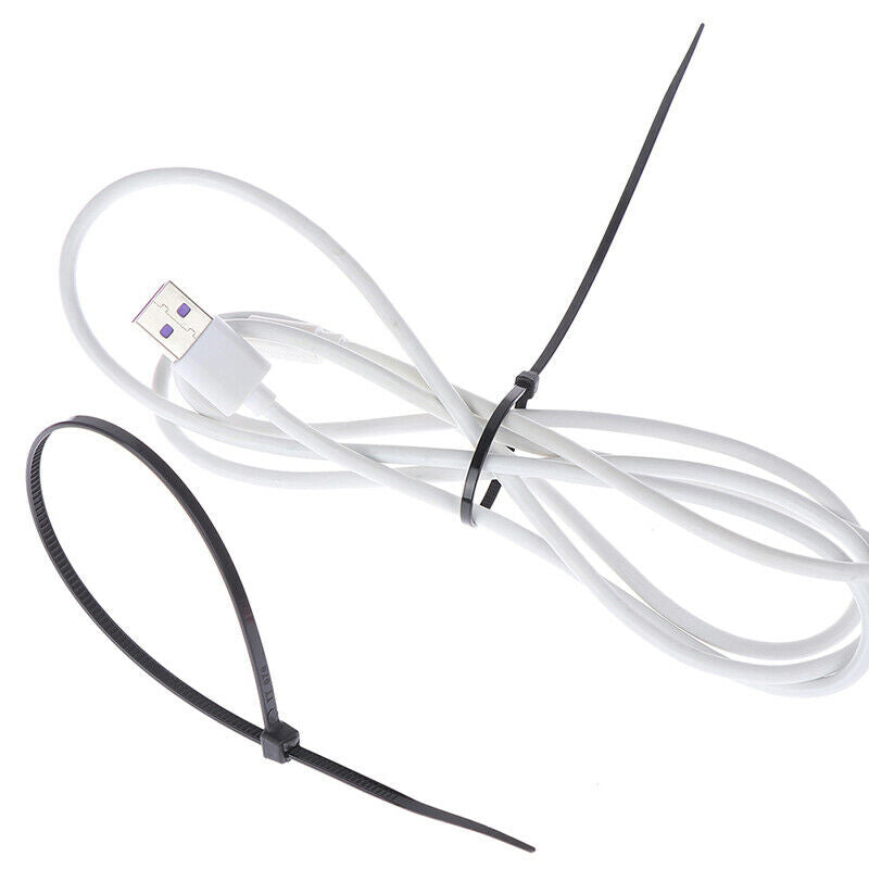 500Pcs 2.8*200mm Nylon Plastic Zip Trim Wrap Cable Loop Ties Wire Self L Kw