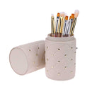 Leather Rhombus Rivet Makeup Storage Holder Cup w/Buckle for Makeup Brush A