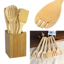 6x/Set Bamboo Utensil Kitchen Wooden Cooking Tools Spoon Spatula Mixing  3c