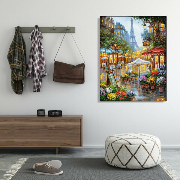 Painting By Numbers Kit DIY Street Tower Canvas Oil Picture Wall Artwork