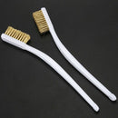 10 Pcs 6.9 "Length Plastic White Handle Bristle Brush brass metal K6P4