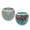 2x Colorful Mosaic Glass Candle Holder Votive Tea Light Holder Succulent Pot