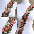 1Yard Flower Embroidered Trim Lace Ribbon DIY Wedding Sewing Applique Craft DIY