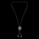 Women Cubic Zirconia Flower Long Adjustable Chain Pendant Sweater Necklace  I7M9