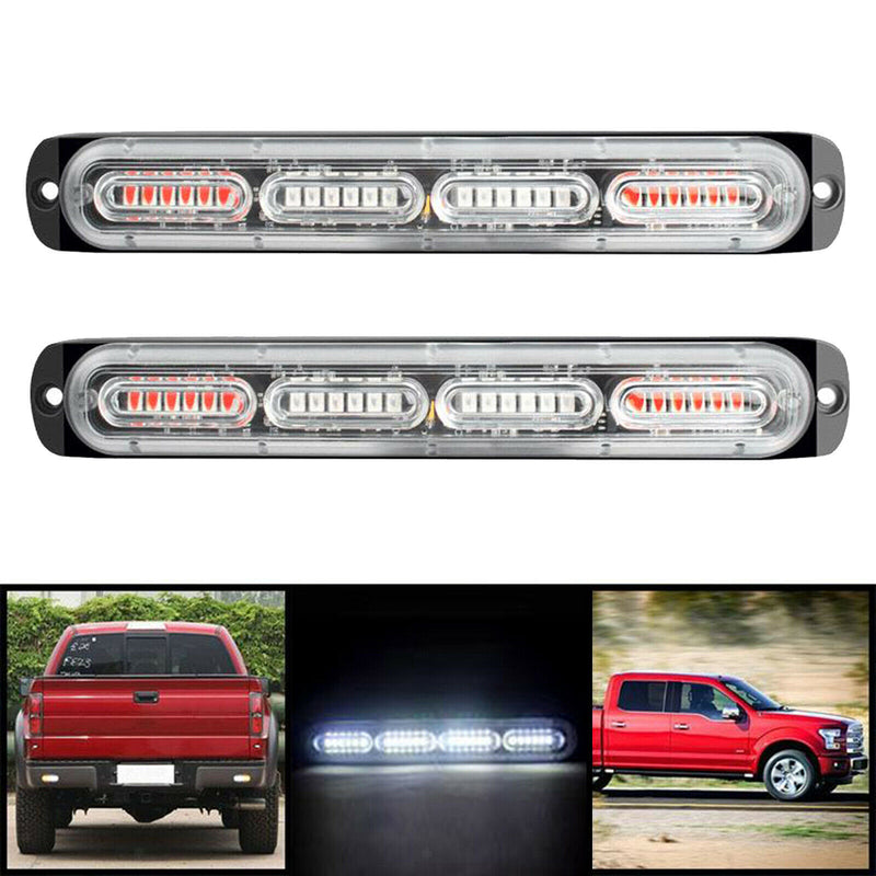 2PCS Car Truck LED Warning Hazard Strobe Flashing Lamp Bar Beacon White