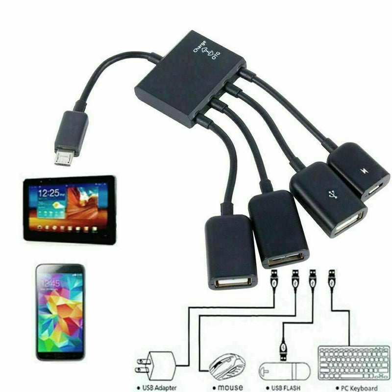 4 Port Micro USB Power Charging OTG Hub Cable For Android Tablet