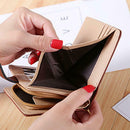 Leaf Hollow Women Short Clutch PU Leather Card Bag Short Wallet Solid Purse