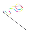 Pet Cat Toys Rainbow Cloth Stripe Tease Cat Rod Funny Supplies Playing Pet F5E0