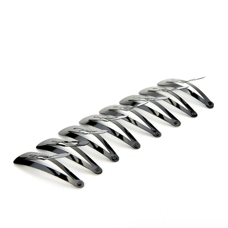 100 Pcs Girls Kids Hair Snap Clips Black Metal BB Hairclip Accessories 5cm S Nw