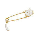 2pcs White Black Enamel Cat Brooch Pin Large Safety Pin Men Woman Jewelry