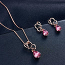 2pcs/set Elegant Crystal Earrings Water Drop Pendant Necklace Women Jewelry